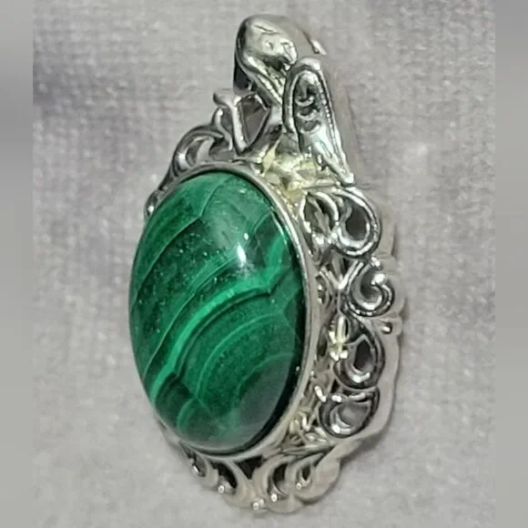 African Malachite Solitare Pendant
